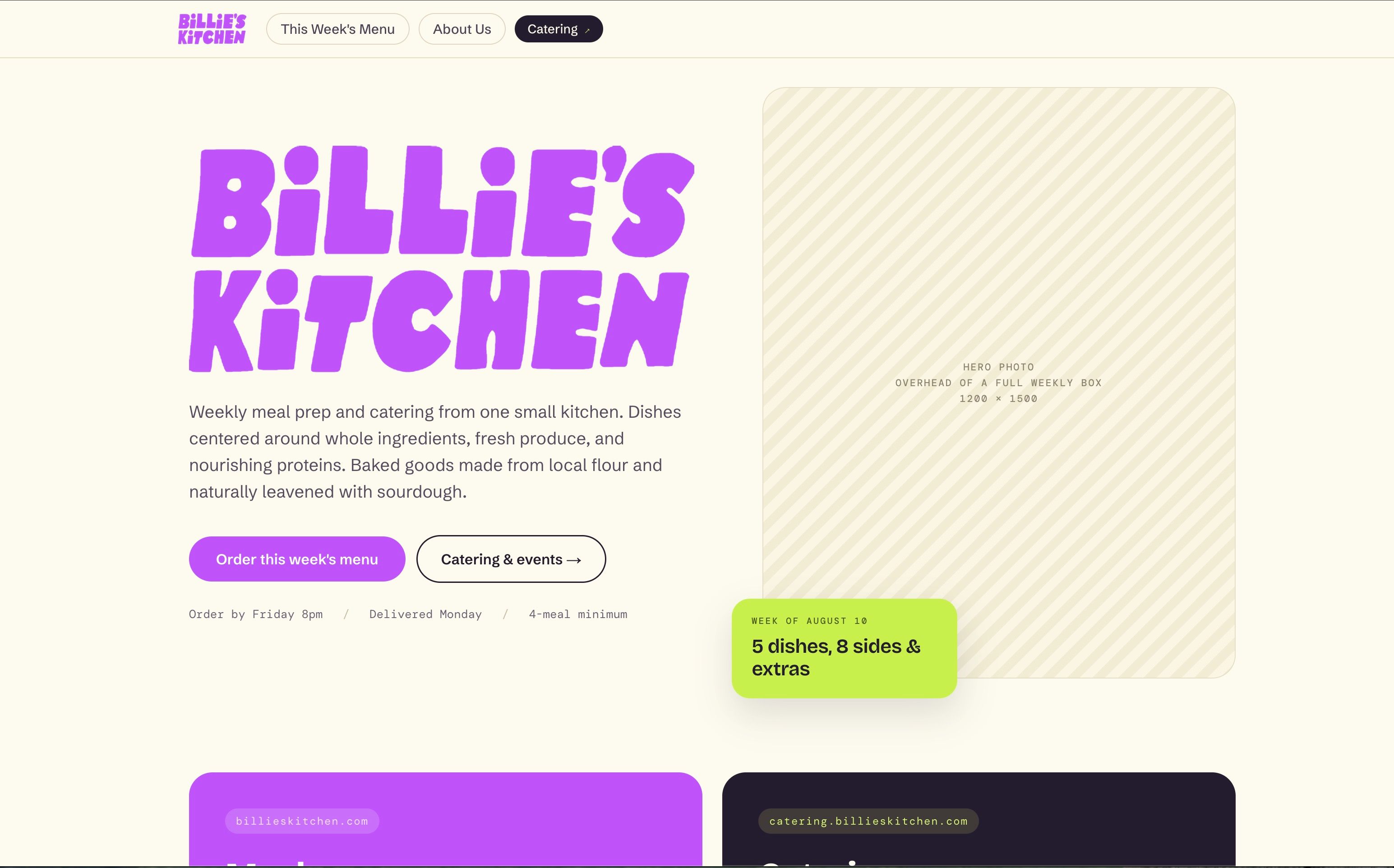 Billie's Kitchen website
